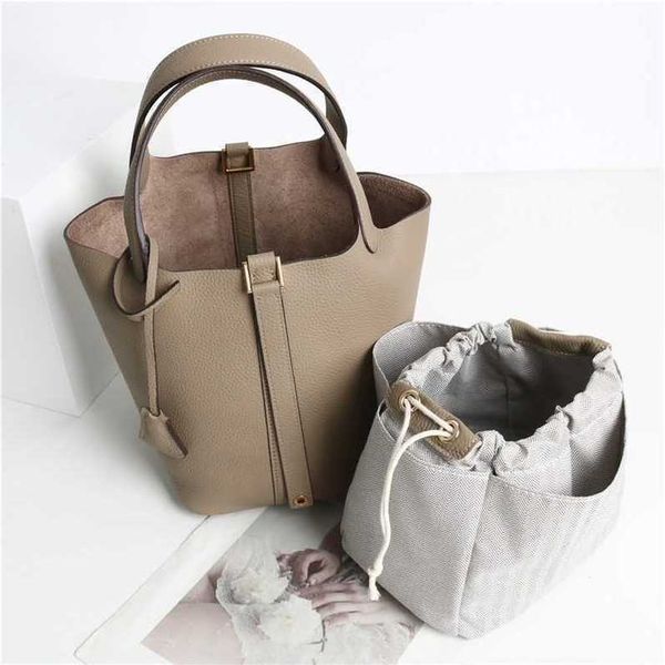 

authentic totes picotin women's luxury bags togo layer cowhide h home vegetable basket 2023 new fashion soft cowhide bucket bag handbag