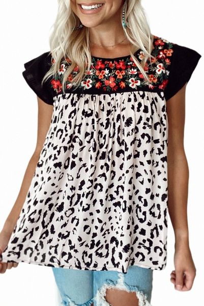 

white flutter sleeves embroidered floral babydoll flyaway 44fm#