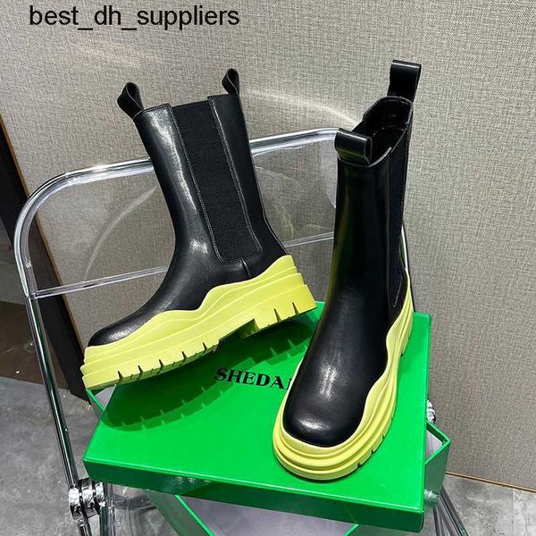 

boots children 2021 autumn/winter new women's boots thick sole chelsea boots mona same asigo short boots martin boots, Black