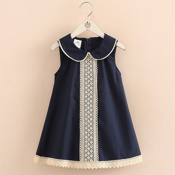 

girl's dresses summer 3-8 10 to 12 years casual kids lace embroidery peter pan collar sleeveless tank sundress baby girls dress cotton, Red;yellow