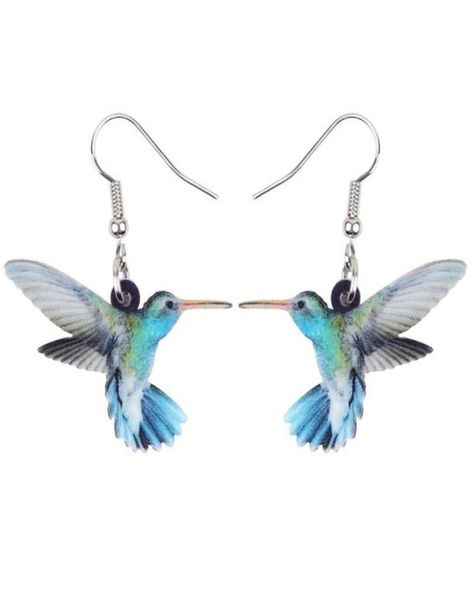 

acrylic flying voilet sabrewing hummingbird bird earrings dangle drop fashion animal jewelry for women girls kids2206590, Golden;silver