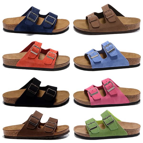 

2023 r boston clogs slippers luxury fashion womens mens flip flop loafers cork suede leather sandals outdoor summer dhgate platform sliders, Black