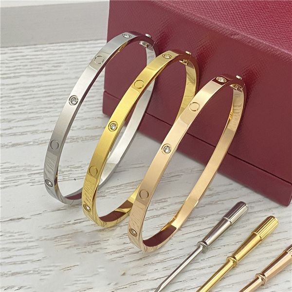 

aaa highquality fashion gold bangle designer bracelet love bracelets famous luxury silver brand jewelry women rose couple screw thin 4mm sta, Black
