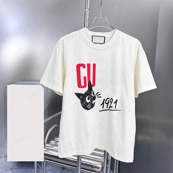 

fashion designer mens shirt summer classic fashion luxury loose digital brand letter printing pure cotton round neck short sleeve men blouse, White;black