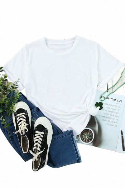 

white solid color crew neck tee 2023 new d0o1#