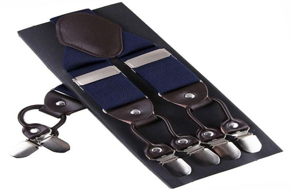 

fashion suspenders leather alloy 6 clips braces male vintage casual suspensorio trousers strap fatherhusband039s gift 35120c5512073, Black;white