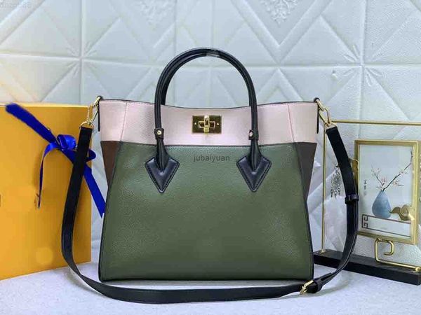 

designer bag tote women handbags ladies bags clutch shoulder female on my side bag original m53825 fine grain calfskin contrasting canvas pu