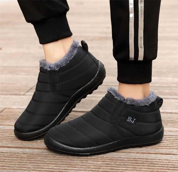 

men boots lightweight winter shoes for men snow boots waterproof ankle winter boots men039s sneakers plus size 47 slip on unise3946500, Black