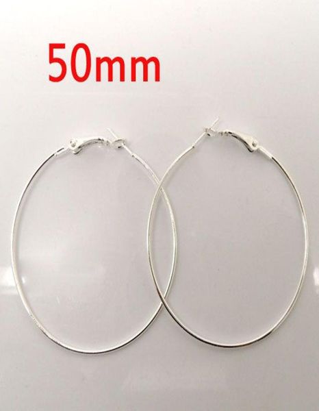

30 pcs silver plated earring hoops dangle drop 50mm diaw01165 x 14366541