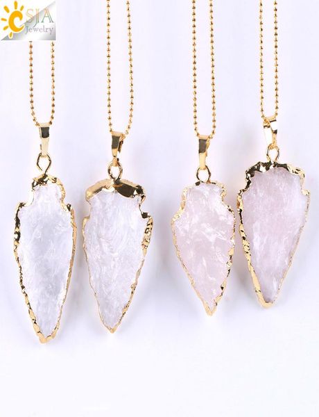 

whole crystal natural stone pendant necklace arrow healing crystal necklace for women 2020 necklace9621345, Silver