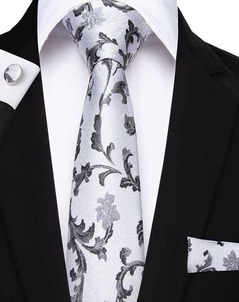 

hitie christmas ties white black floral 100 silk tie hanky cufflinks handmade handkerchief weeding tie pocket square cufflinks s3432855, Black;blue