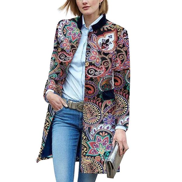 

fur new design winter clothing women long style all over floral print coat, Black