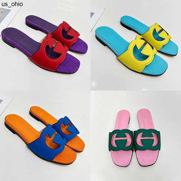 

slippers new summer house slippers for women indoor and outdoor designer flip flops leather slides flats foam sandals style size 12 j230520, Black