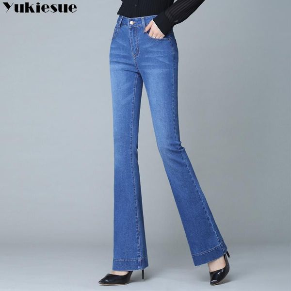 

jeans women high waist denim jeans woman stretch slim bell bottom pants retro flare trousers 2020 street fashion pantalones vintage, Blue