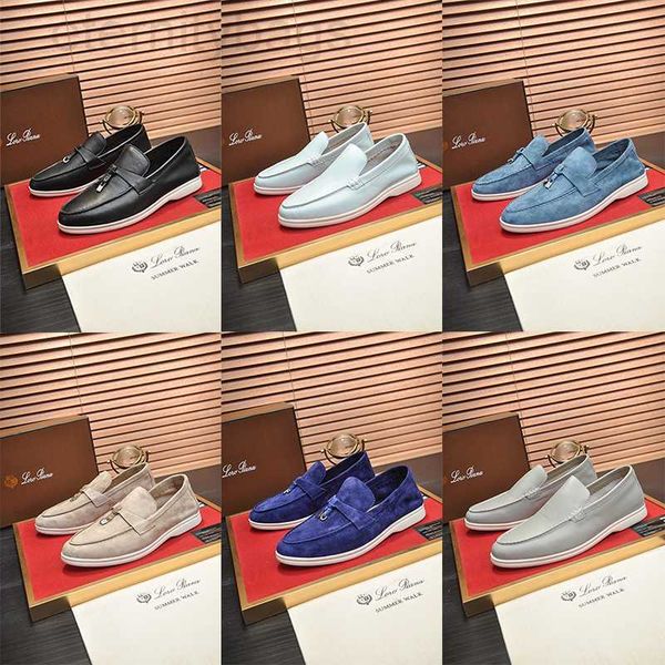 

designer loro piana business loafers shoes men women luxury suede leather black blue grey mens leather trainers white bottom casual shoes