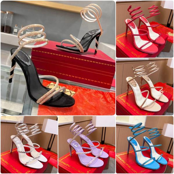 

designer rene caovillas pumps sandals designer margot chandelier jewel sandal luxury women elegant crystal snake cleo ankle fashion high hee, Black