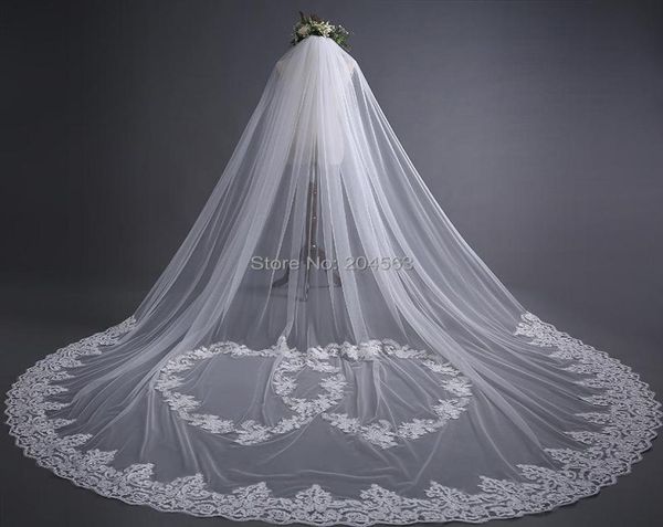 

bridal veils stunning onelayer tulle long wedding lace with comb qy7214016, Black