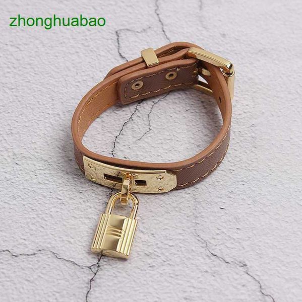 

hemres designer bracelet 2023 new punk style belt buckle personalized gold lock head decorative leather bracelet trend qz0g, Black