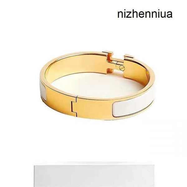 

fashion two size charm enamel gold silver buckle titanium steel letter designer design bangle bracelets for mens women party lovers gift jew, White