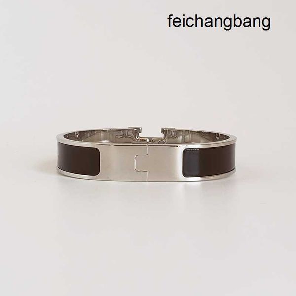 

h home brand bracelet wholesale classic h bracelet silver bangle for men enamel bracelets and women cuff 12mm wide with gift bag, Black