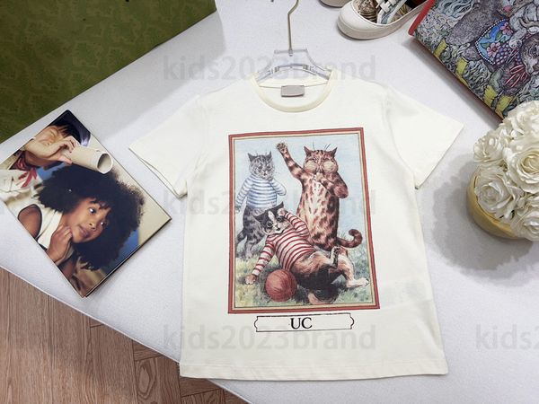 

preppy 23ss children cotton t-shirt luxury boys outfit kids high-end t-shirts summer designer tees elastic thread neckline cotton eco-frien, White