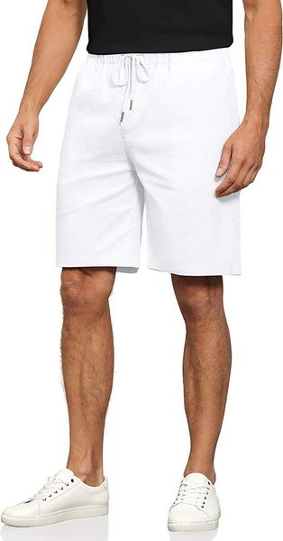 

wholesale summer brand men's shorts sports running fitness quick dry janmid linen casual classic fit short drawstring beach with pocket, White;black