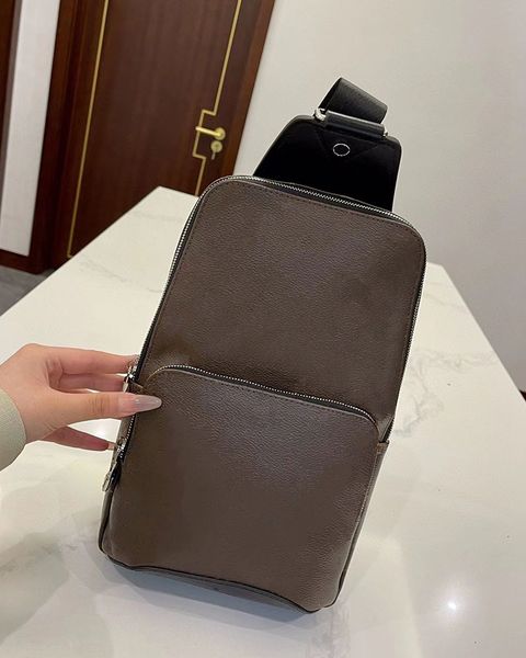 

men crossbody bags designer chest bag canvas coating cowhide trim cross body zipper black brown fashion business man messenger bag shoulder