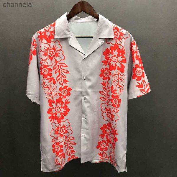 

men's casual shirts hawaiian shirts summer color contrast shirt men streetwear flower plant print beach shirt hip hop casual tropical h, White;black