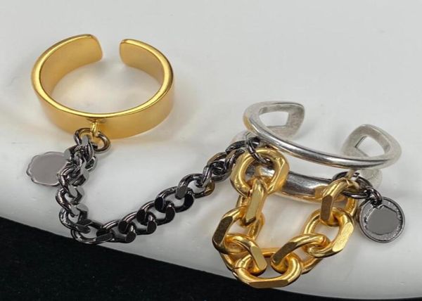 

punk hip hop chain link band rings bague classic designer gold silver adjustable double ring jewelry for men women party anniversa8520895