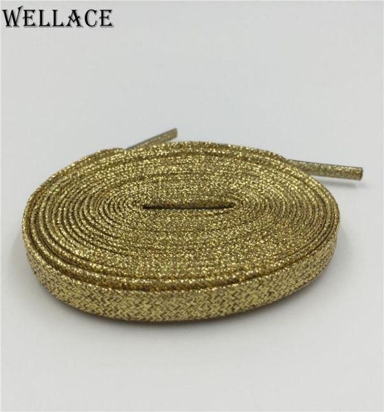 

wellace fashion 120cm metallic glitter shoelaces flat shoe laces string for sneaker sport boots running shoelace8316434, White;pink