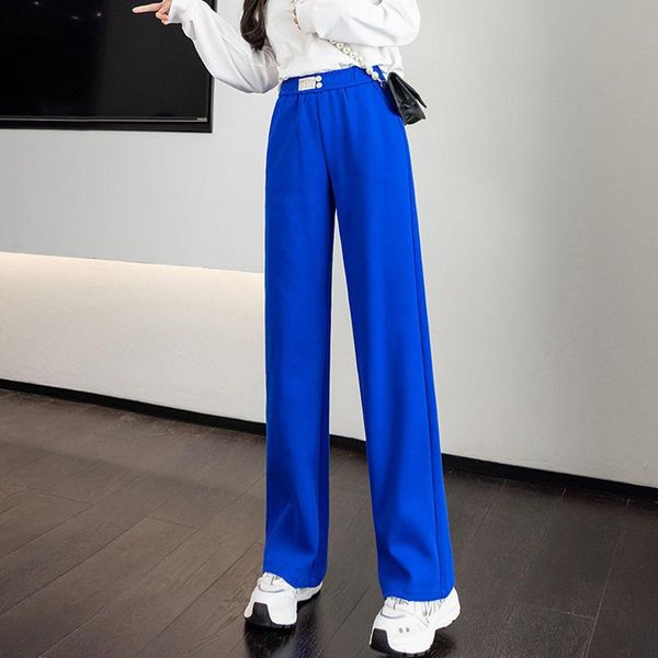 

capris klein blue women's sports pants 2022 spring summer new casual sweatpants simple korean style fashion high waist straight pants, Black;white