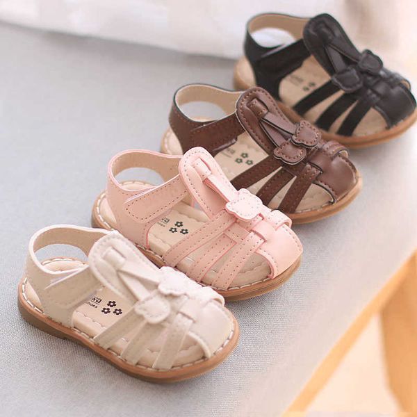 

sandals new infant boy girl shoes toddler flats summer closed toe sandal flower soft rubber sole anti-slip crib shoes first walker aa230518, Black;red