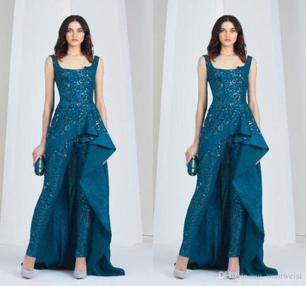 

tony ward 2019 jumpsuits arabic evening dresses scoop neck pantsuit plus size sequined prom gowns full lace beads formal party dre7082109, Black;red