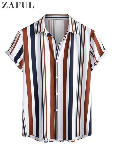 

men's casual shirts shirt vertical mixed stripes buttonup clothing silky blouse short sleeved for men z53752 23519, White;black