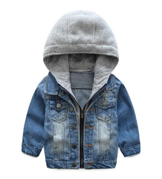 

2018 kids denim jacket boys jean coat clothing fashion causal girls cardigan children outerwear cowboy toddler hooded 210yrs y1898188394, Blue;gray