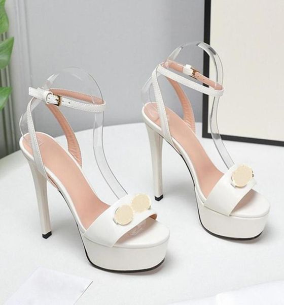 

2021summer stiletto women sandals super high heels soft leather shoes platform heel buckle ankle strap latex adhesive womens shoe 1294273, Black