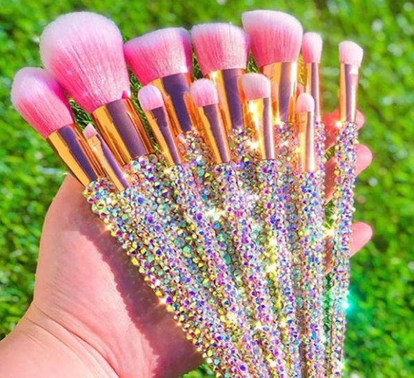 

makeup tools 12pcsset diamondstudded makeup brushes gems makeup beauty tools full diamond loose powder foundation concealer brush 6139274