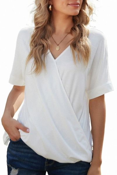 

white short sleeves drape knit 2023 new t7xo#