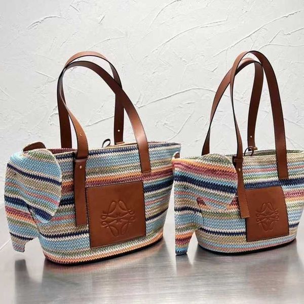 

holiday style small elephant lafite straw crochet bag home portable shoulder tot shopping big female 230519