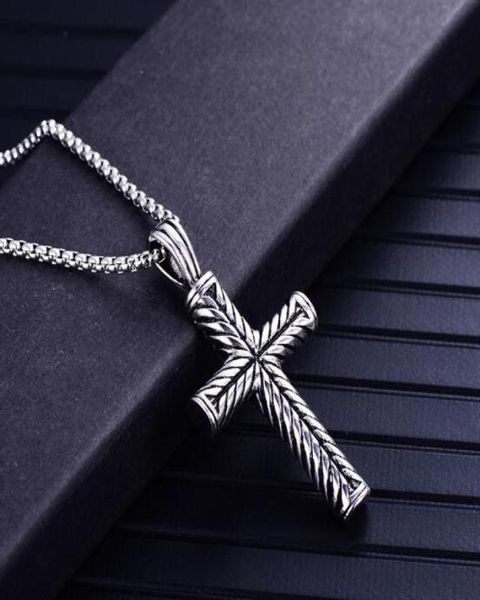 

2018 new stainless steel cross pendant by european and american fashion vintage tisteel cross necklace6131977, Silver