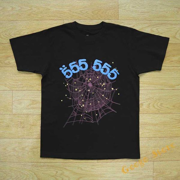 

men's t-shirts new 555555 short sleeve men women spider web graphic tees black sp5der t-shirts, White;black