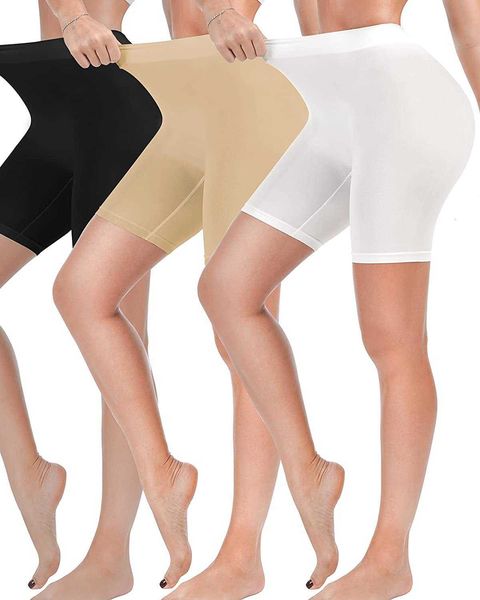 

pack summer fashion reamphy 3 woman slip shorts for women under dress comfortable smooth yoga workout biker, White;black