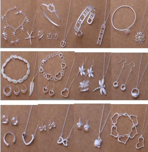 

with tracking number new fashion women039s charming jewelry 925 silver 12 mix jewelry set 14594522966, Black