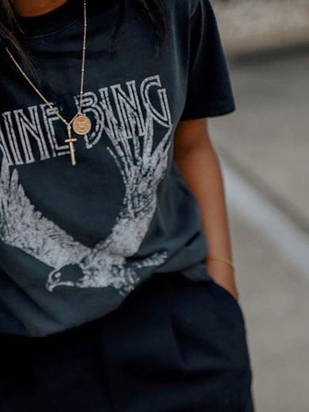 

womens tshirt eagle print faded tee shirt women graphic rock n roll cotton cozy tshirt tshirt femme streetwear vintage tshirts summer 23051, White
