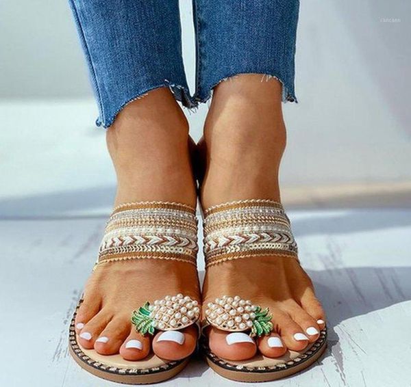 

women summer sandals flats shoes woman pineapple flip thong slippers slides plus size flat sandalias mujer sapato feminino n26915155719, Black