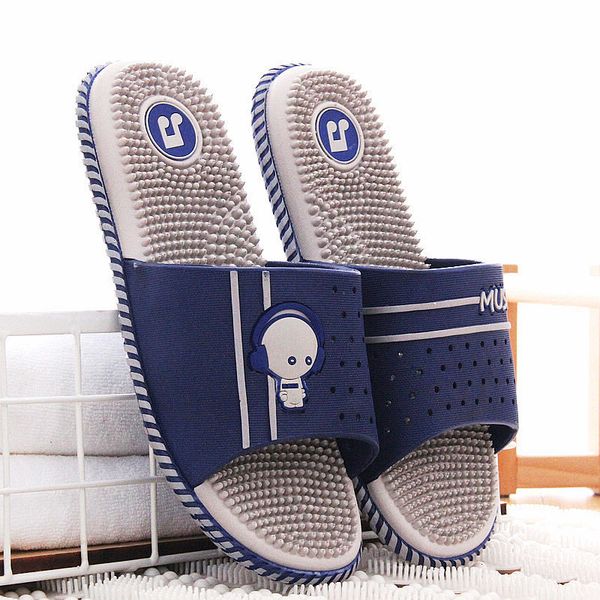 

slippers sandal pijat pria keren musim panas rumah dalam ruangan lembut bawah acupoint kamar mandi anti selip 230517, Black