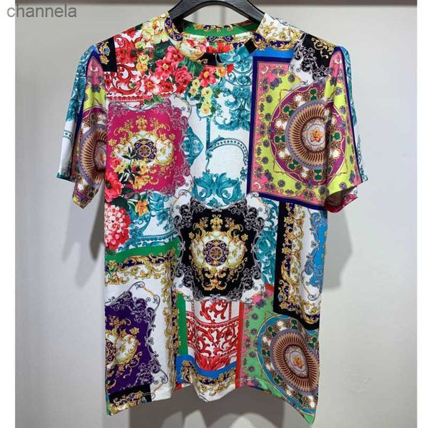 

men's t-shirts 2022 tee shirt homme summer new tshirt for men baroque printing short sleeve t-shirt men's social club outfits bran, White;black