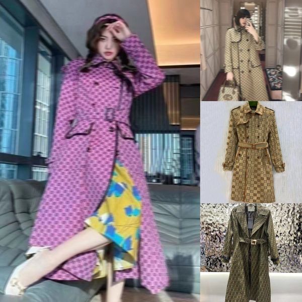 

luxury womens designer trench coats women windbreaker body letters print jacket loose belt coat female casual long trenchs coat b123, Tan;black