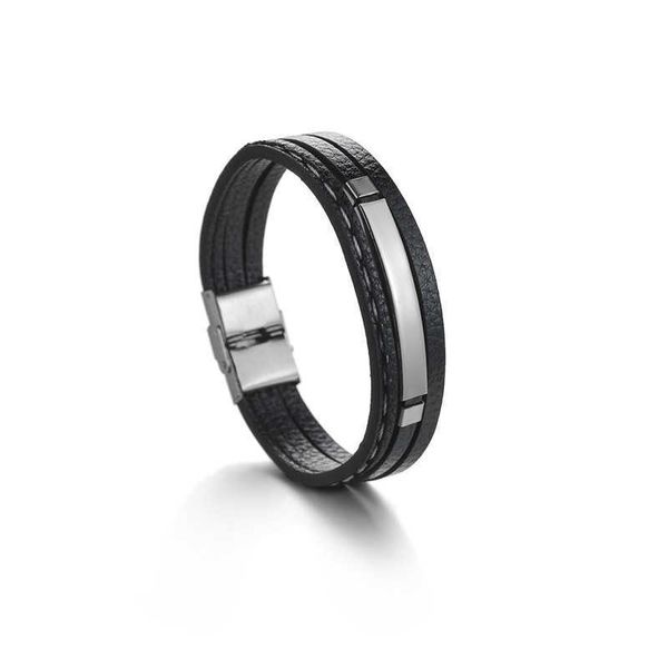 

diy 304 stainless steel curved pu leather bracelets woven personalized lettering bracelet for boyfriend, Golden;silver