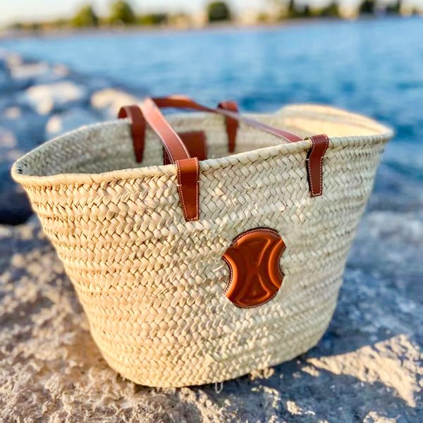 

designer raffias triomphe classic basket weekend beach bag womens clutch handbag crossbody mens shopping hand bag luxury tote straw weave ci